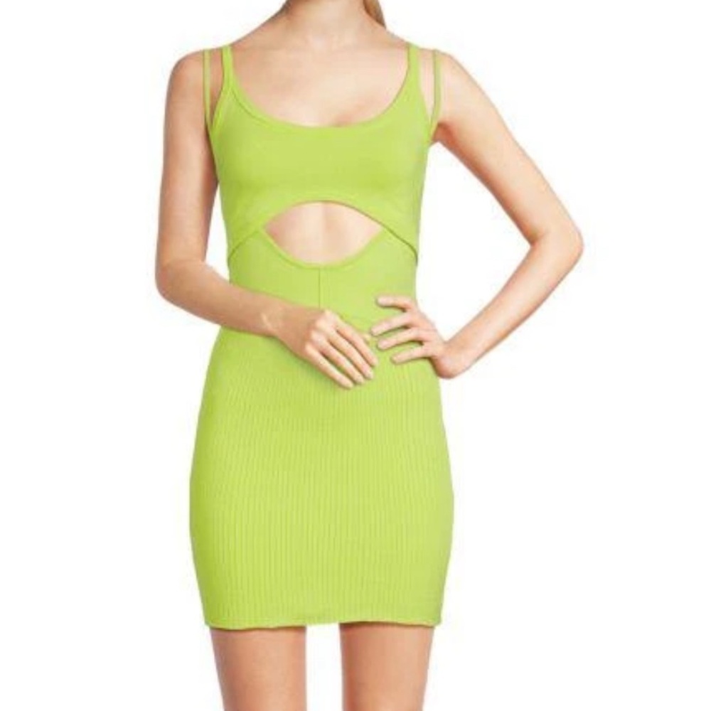 NWT RtA Carolina Cutout Mini Dress Acid Lime Medium Green MSRP $445